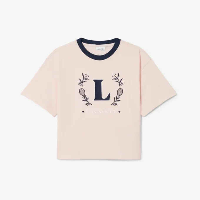 T-shirt de algodão com emblema contrastante