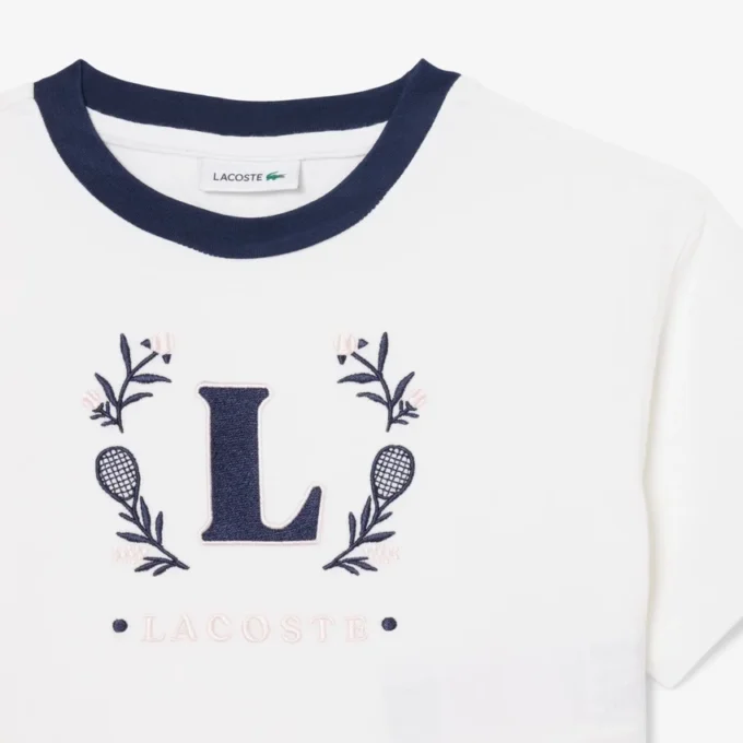 T-shirt de algodão com emblema contrastante
