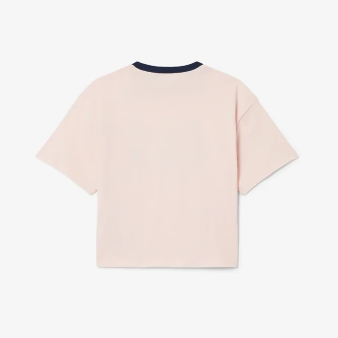 T-shirt de algodão com emblema contrastante