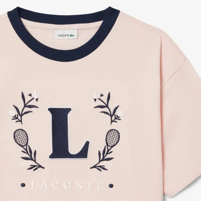 T-shirt de algodão com emblema contrastante