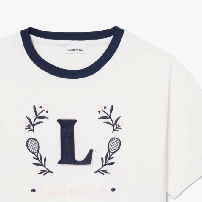 T-shirt de algodão com emblema contrastante