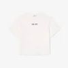 T-shirt de algodão com estampado de bolas e corte oversized para mulher