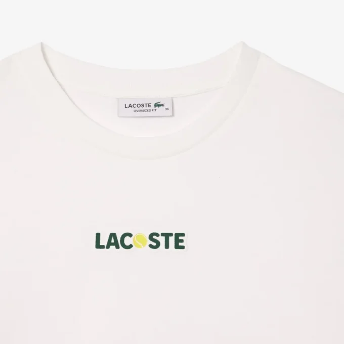 T-shirt de algodão com estampado de bolas e corte oversized para mulher
