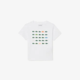 T-shirt de algodão com estampado de crocodilo