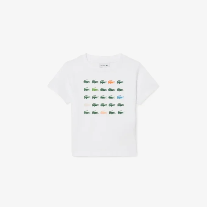 T-shirt de algodão com estampado de crocodilo