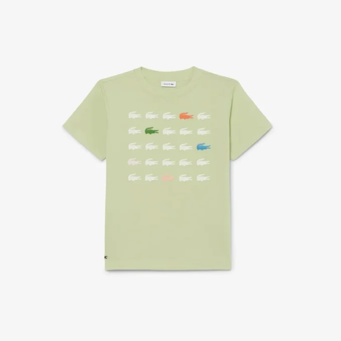 T-shirt de algodão com estampado de crocodilo