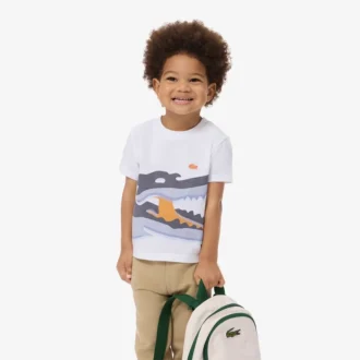 T-shirt de algodão com estampado de crocodilo