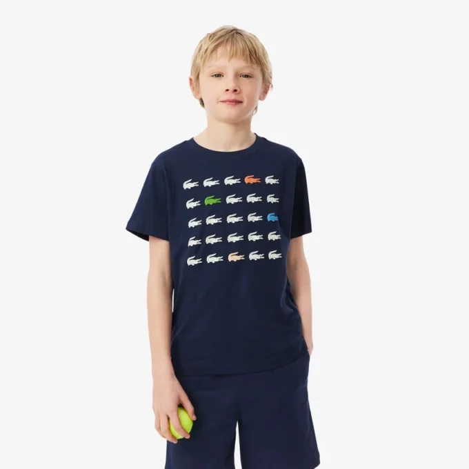 T-shirt de algodão com estampado de crocodilo