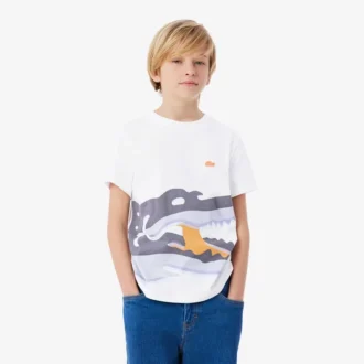 T-shirt de algodão com estampado de crocodilo