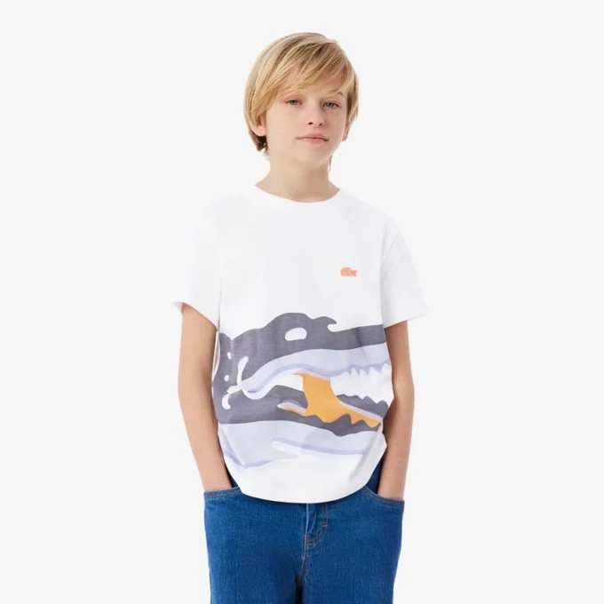 T-shirt de algodão com estampado de crocodilo