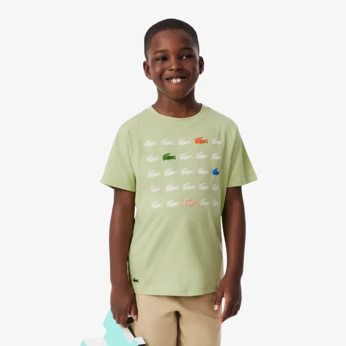 T-shirt de algodão com estampado de crocodilo