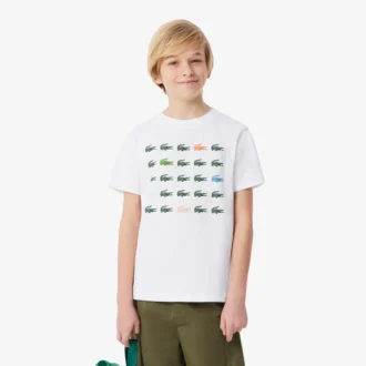 T-shirt de algodão com estampado de crocodilo