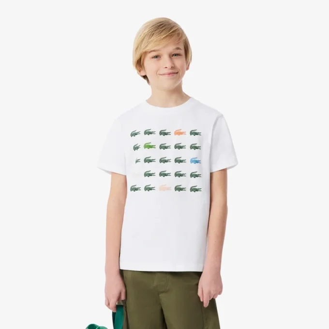 T-shirt de algodão com estampado de crocodilo
