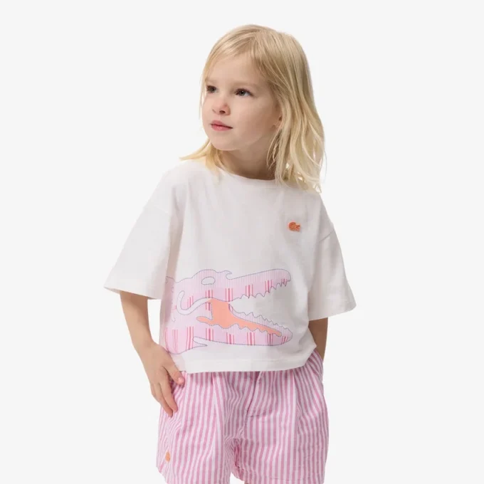T-shirt de algodão com estampado de crocodilo