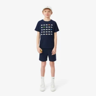 T-shirt de algodão com estampado de crocodilo