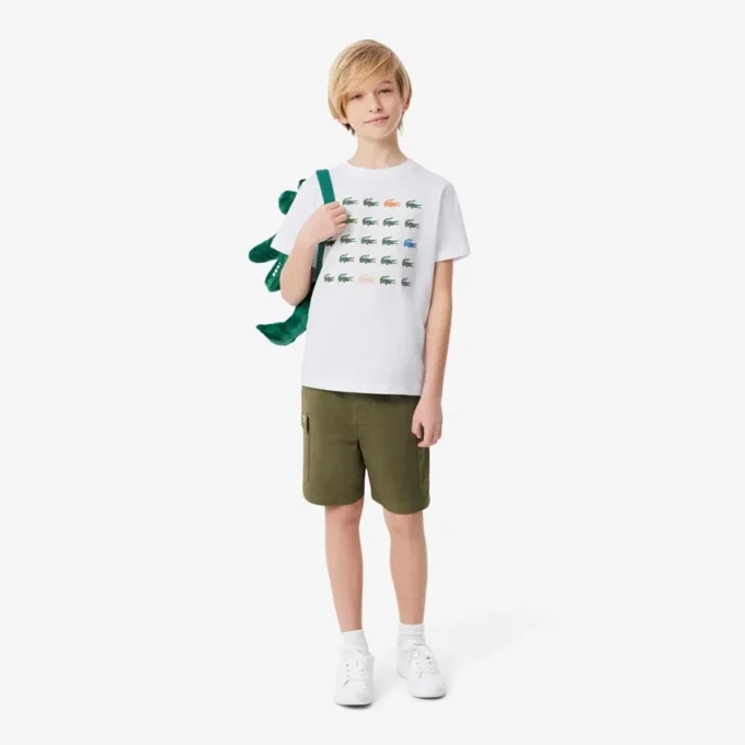 T-shirt de algodão com estampado de crocodilo