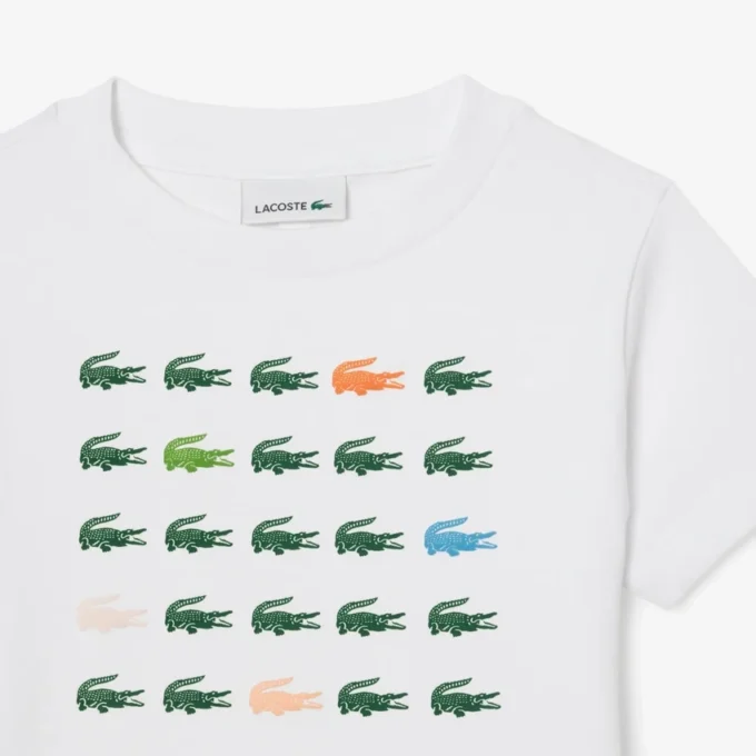 T-shirt de algodão com estampado de crocodilo