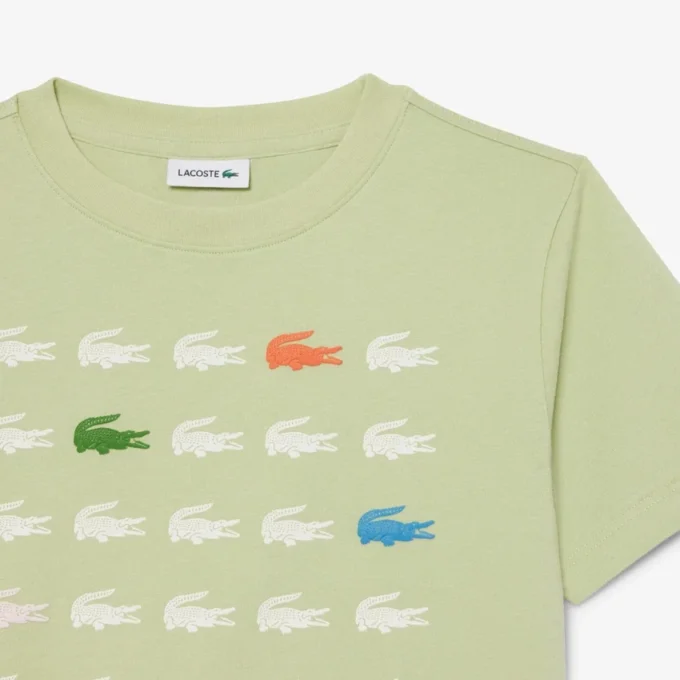 T-shirt de algodão com estampado de crocodilo