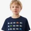 T-shirt de algodão com estampado de crocodilo