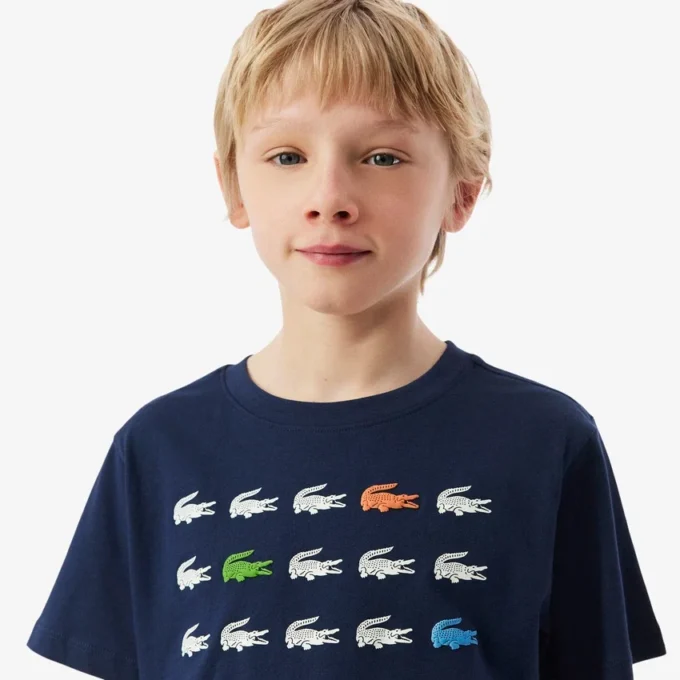 T-shirt de algodão com estampado de crocodilo