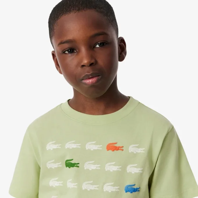 T-shirt de algodão com estampado de crocodilo