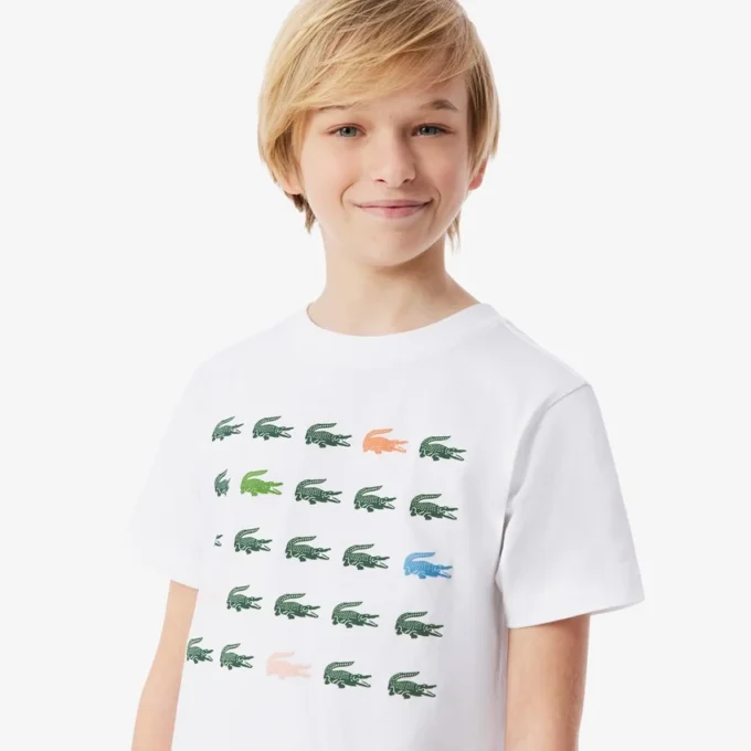 T-shirt de algodão com estampado de crocodilo