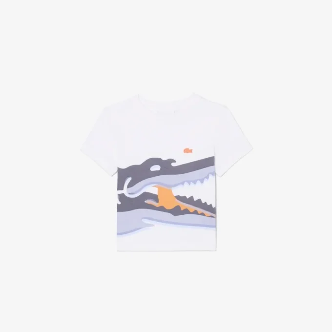 T-shirt de algodão com estampado de crocodilo