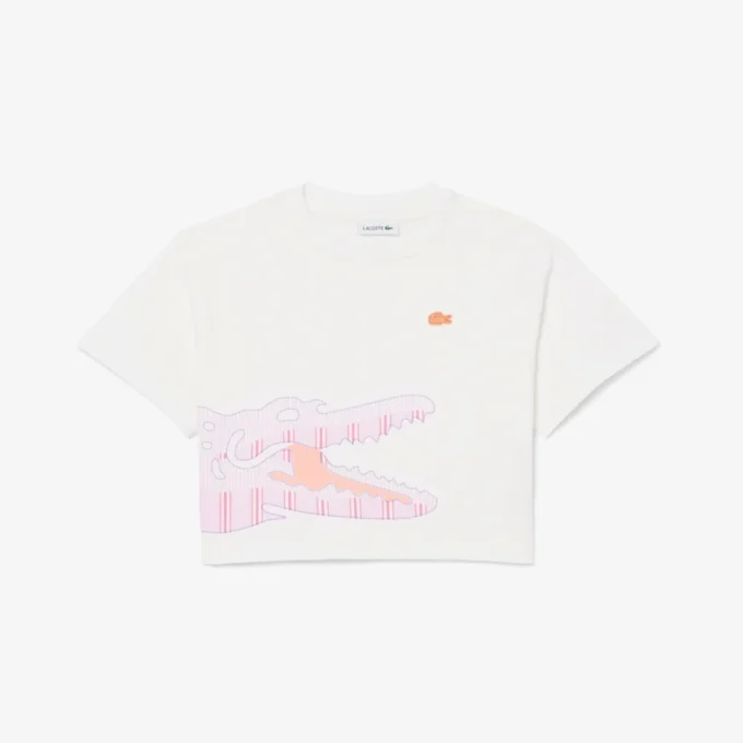 T-shirt de algodão com estampado de crocodilo