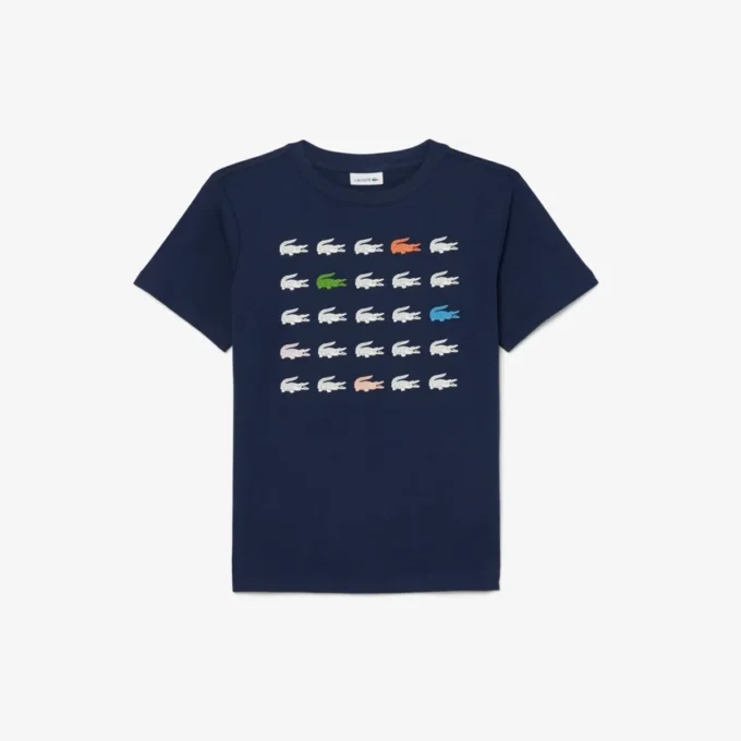 T-shirt de algodão com estampado de crocodilo