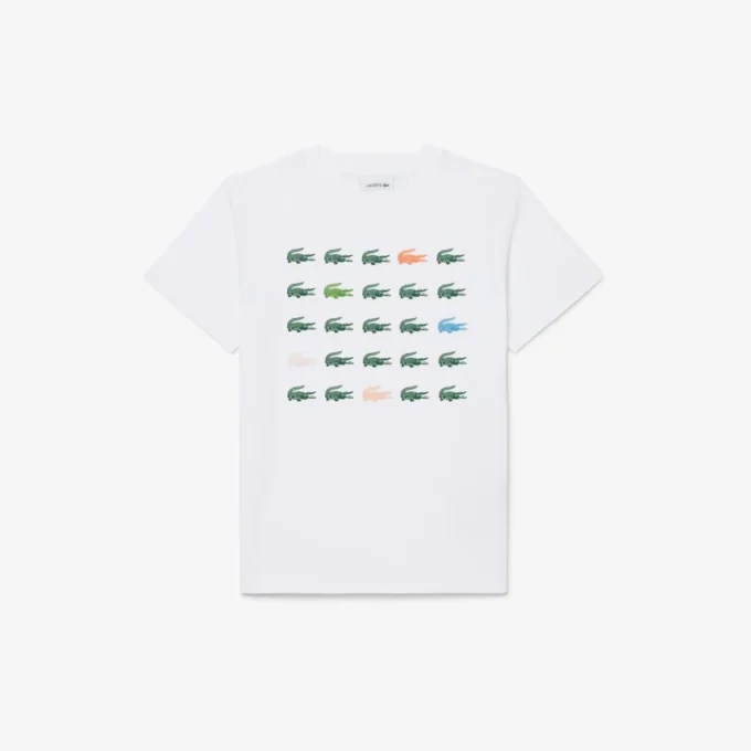 T-shirt de algodão com estampado de crocodilo