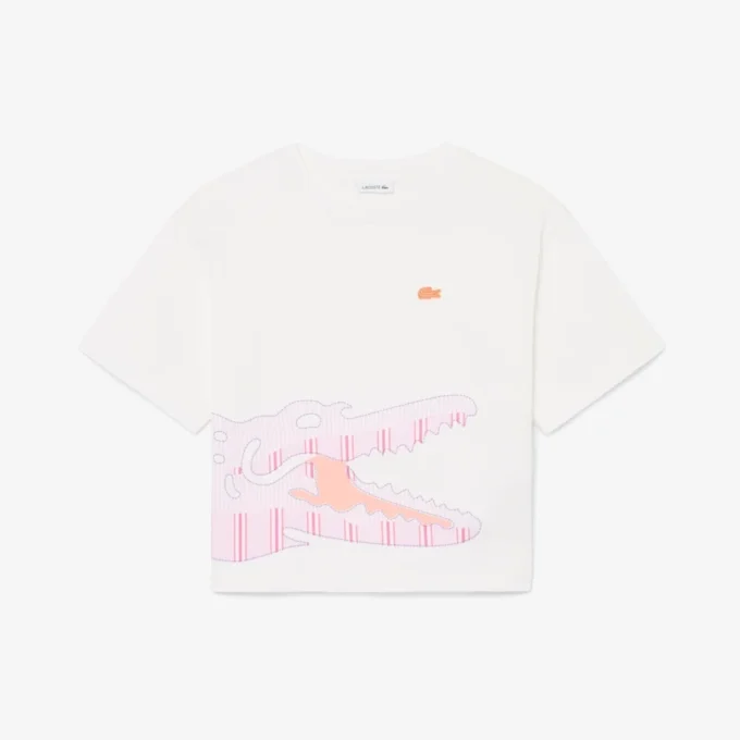 T-shirt de algodão com estampado de crocodilo