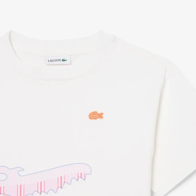 T-shirt de algodão com estampado de crocodilo