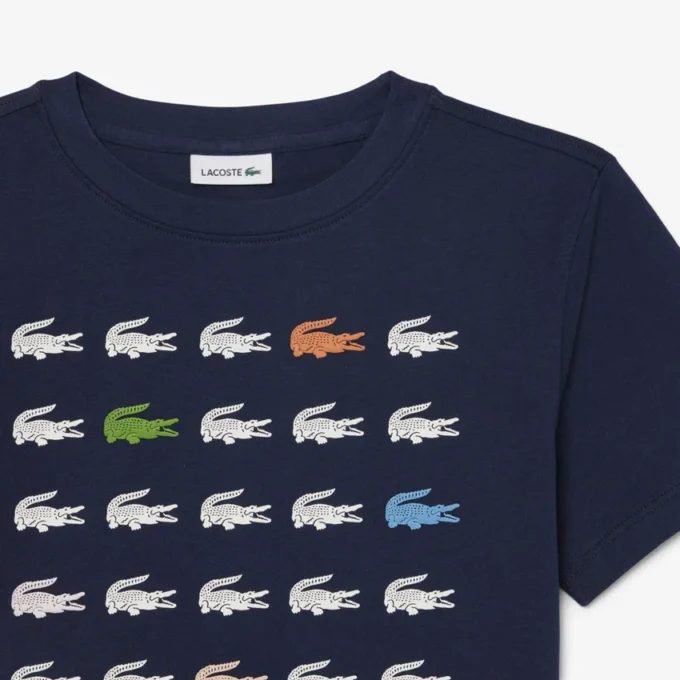 T-shirt de algodão com estampado de crocodilo
