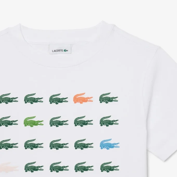 T-shirt de algodão com estampado de crocodilo