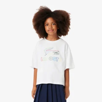 T-shirt de algodão com estampado oversized para meninas