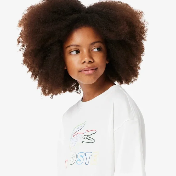 T-shirt de algodão com estampado oversized para meninas