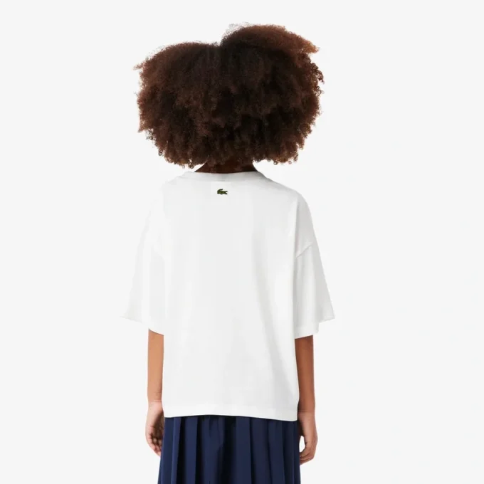 T-shirt de algodão com estampado oversized para meninas