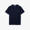 T-shirt de algodão com gola em V canelada para homem, corte alto