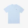 T-shirt de algodão com gola em V canelada para homem, corte alto