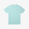 T-shirt de algodão com gola em V canelada para homem, corte alto