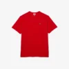 T-shirt de algodão com gola em V canelada para homem, corte alto