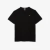 T-shirt de algodão com gola em V canelada para homem, corte alto