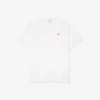 T-shirt de algodão com gola em V canelada para homem, corte alto