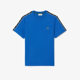 T-shirt de algodão com riscas e logótipo para homem