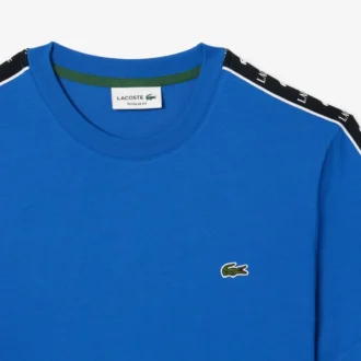 T-shirt de algodão com riscas e logótipo para homem