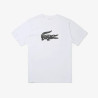 T-shirt de algodão estampada com corte alto para desporto para homem