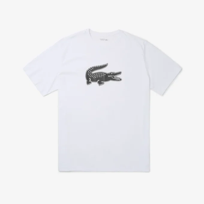 T-shirt de algodão estampada com corte alto para desporto para homem