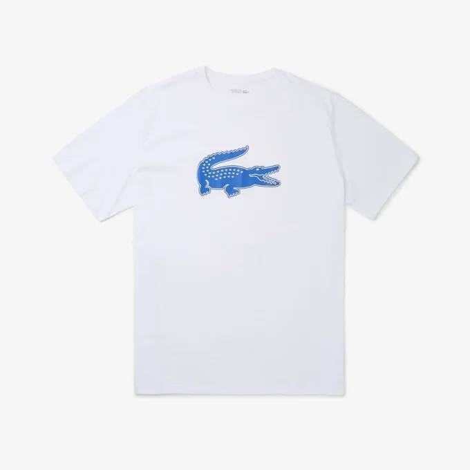 T-shirt de algodão estampada com corte alto para desporto para homem