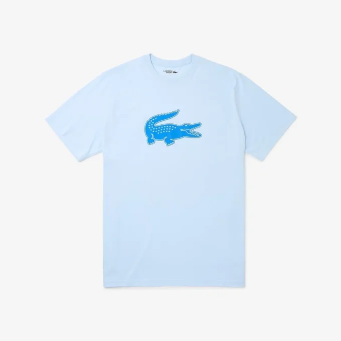 T-shirt de algodão estampada com corte alto para desporto para homem