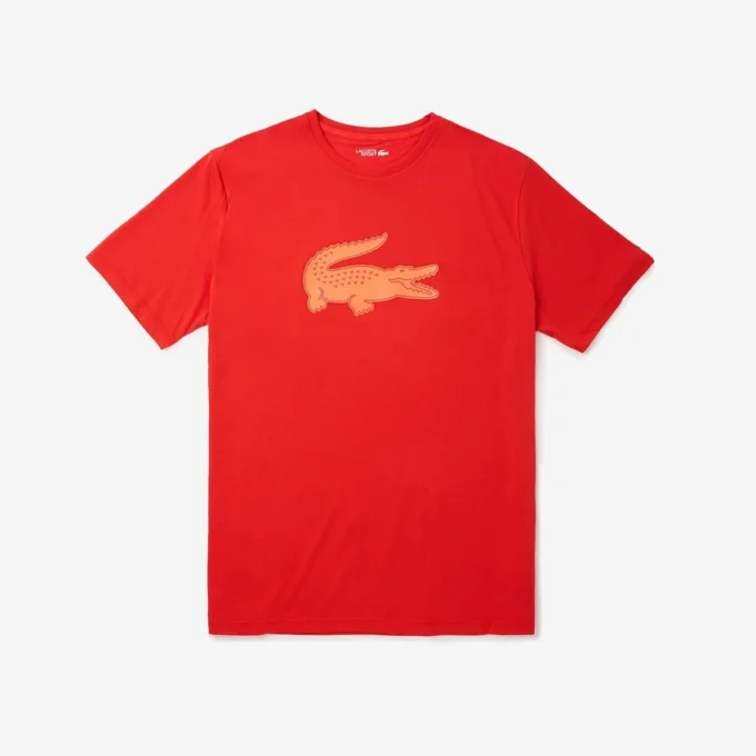 T-shirt de algodão estampada com corte alto para desporto para homem